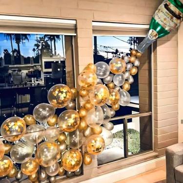 Imagem de Champagne Bottle Balloons Balloon Garland Arch Kit, Happy New Year Years Decorations, Gold Clear White Balloons for Birthday Anniversary Bachelorette Bride To Be Bridal Shower Party Decorations
