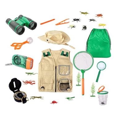 Imagem de Conjunto durável de explorador ao ar livre, conjunto de colete e chapéu cáqui, com acessórios, fantasia de safári, vestido para guarda do zoológico de Park Ranger/700