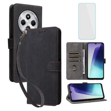 Imagem de IUQXU Capa carteira para celular Xiaomi Redmi 14C / Xiaomi Poco C75 com protetor de tela [bloqueio RFID] Capa de celular feminina masculina para celular Redmi14C 4G Redmi A4 PocoC75 14C LTE preta