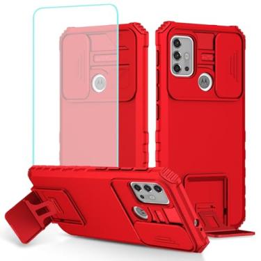 Imagem de Tothedu Capa para Moto G30/Moto G10/Moto G20 XT2129-1 XT2127-2 com protetor de tela de vidro temperado e capa de câmera deslizante, capa protetora de telefone com suporte resistente para Motorola Moto