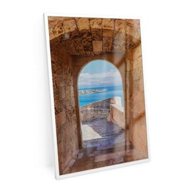 Imagem de Quadro Janela Paisagem Do Mar Pequeno 60x40 Cm Para Quarto - Bimper Qu