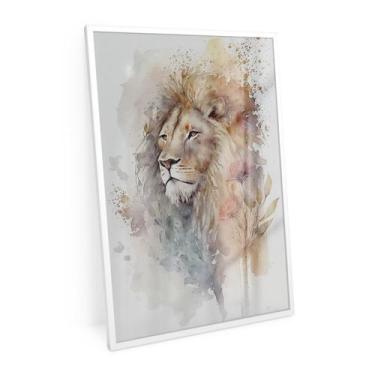 Imagem de Quadro Leão Colorido Minimalista 60x40 Cm Pequeno Para Sala - Bimper Q