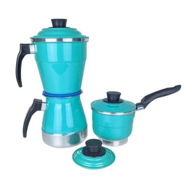 Imagem de Jogo de Panela 3 em 1 Tenha Cafeteira Italiana de Fogão Leiteira e Cus