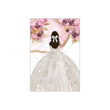 Imagem de Painel De Festa Vertical 1,50 x 2,20 - Princesa com Flores Rosa 099 - 