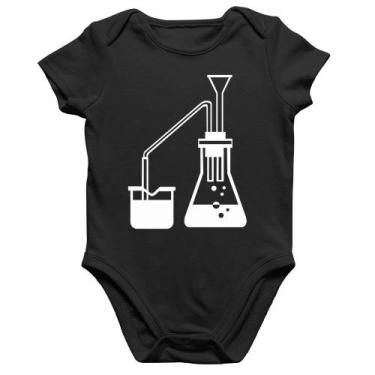 Imagem de Body Bebê Algodão Química Erlenmeyer e Bequer - Foca na Moda, Preto, G