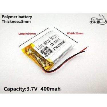 Imagem de Bateria  5mm X 25mm X 30mm 400mah  3.7v  502530 com 2 fios - KMIG