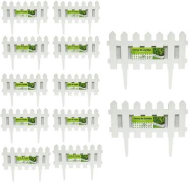 Imagem de Kit 12 Cercas Decorativa Jardim De Plástico Branco Total4,86m - Globo 