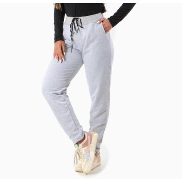 Imagem de Calça Moletinho Feminina Moletom Sem Punho - blees, Cinza claro, G