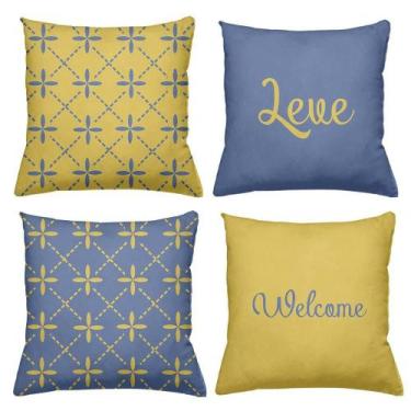 Imagem de Kit 4 Almofadas Decorativas Cheias 40x40cm Welcome - Deluzz