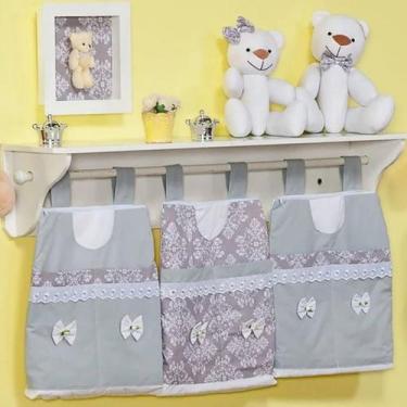 Imagem de Porta Fraldas de Varão Retrô Cinza 03 Peças - Coleção Conforto - Happy