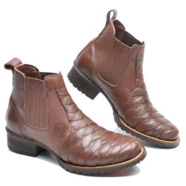Imagem de Botina Masculina Couro Trabalho Cano Baixo Blaqueada - ClaCle, Marrom,