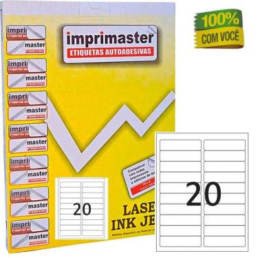 Imagem de Etiqueta Adesiva Carta 25,4mm X 101,6mm 20 Etiquetas  Pct 100 Folhas I