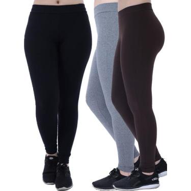 Imagem de Kit 3 Calças Legging Grossa Feminina PRETA, MESCLA, MARROM - ANISTIA, 