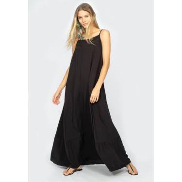 Imagem de Vestido Longo Jataí Trapézio Viscose Preto - Amazonia Vital