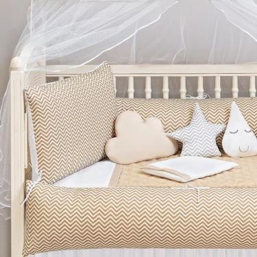Imagem de Kit Berço Americano Estampado Chevron 13 Pcs Protetor Bebe Quarto Enxo