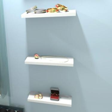 Imagem de Kit 3 Prateleiras Reta/Nicho em MDF 25x8 Para Decoração/Sala/Quarto/Es