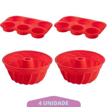 Imagem de 2 Kit Forma Cupcake + Forma Espiral Sortida Pudim Silicone - QUALITY H
