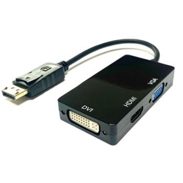 Imagem de Kit 5 Cabo Adaptador Displayport para DVI, HDMI, VGA 3 em 1 NFE Atacad