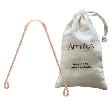 Imagem de Raspador de Língua Cobre Puro Higiene Limpeza Bucal com bag para trans