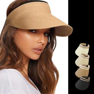 Imagem de Viseira Tiara Moda Praia Feminina Verão Esportiva Fitness PALHA Caminh