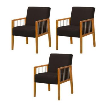 Imagem de Kit 3 Poltronas Decorativa Base em Madeira Maciça e Corda Náutica Copa