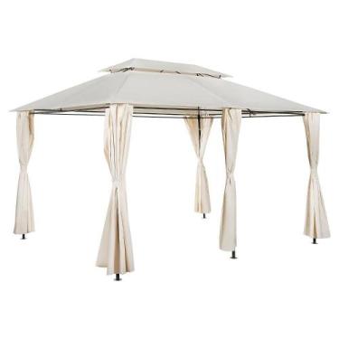 Imagem de Gazebo Retangular Romano com Cortinas Pérgola 270x400x300cm Bege - Jus