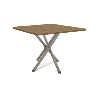 Imagem de Mesa de Sala Jantar Volga c/ Tampo 90cm Niquel/Nogueira - Kappesberg