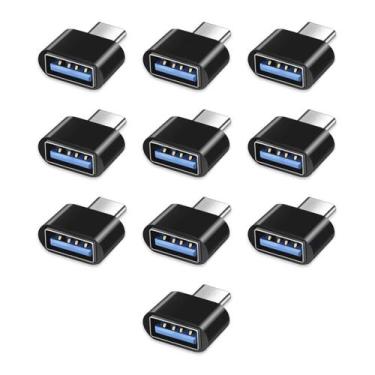 Imagem de Kit 10x Adaptador Plug OTG Conversor Usb Tipo A Fêmea Para Usb C Macho