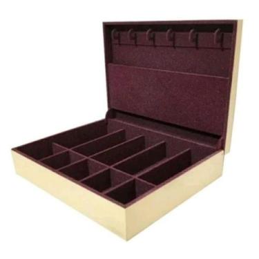 Imagem de caixa organizadora porta colar/relogio/bijuterias mdf flocado, Marsala