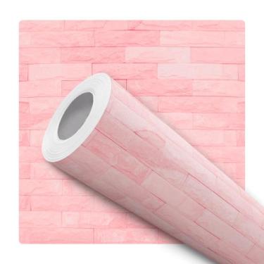 Imagem de Papel de Parede Adesivo Tijolinho Rosa Lajota Moderno Quarto Sala de E