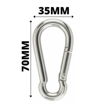 Imagem de Mosquetão Inox Simples 7Mm X 70Mm Sem Olhal Engate Rápido - NautParts