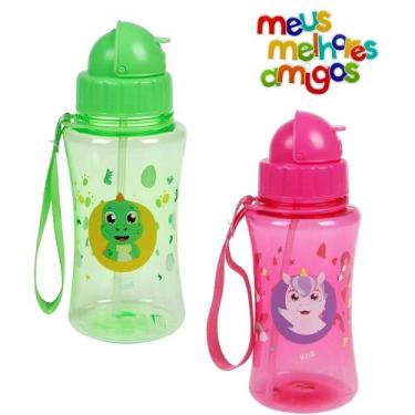 Imagem de Garrafa Garrafinha Squeeze Infantil Meus Melhores Amigos com Tampa Ret
