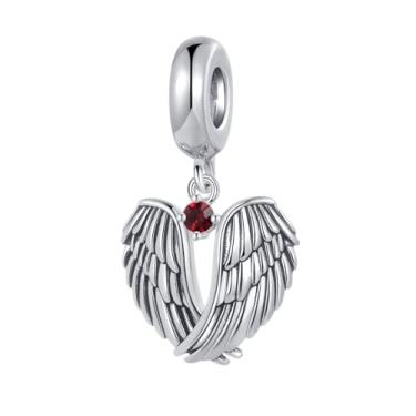 Imagem de MiiFort Wings of Angels Love Protection Zircônia Cúbica Berloque Pingente Pingente Compatível com Pulseiras Pandora Charms, One Size, Cobre, Sem Pedra Preciosa
