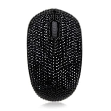 Imagem de Mouse óptico sem fio SA@ luxuoso 2,4 G 6 cores cristal brilhante com strass, receptor USB Nano para notebook, PC, laptop, computador, MacBook, Preto