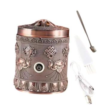 Imagem de Bothyi Suporte de incenso elétrico, decoração de fragrância para casa, ornamento de peça central de mesa para mesa, ioga, sala de estar, Cobre Vermelho