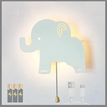 Imagem de Luminária de parede LED moderna com desenho animado, interruptor de cordão, arandelas de parede, luz noturna com bateria recarregável USB, decoração criativa simples para quarto de crianças,
