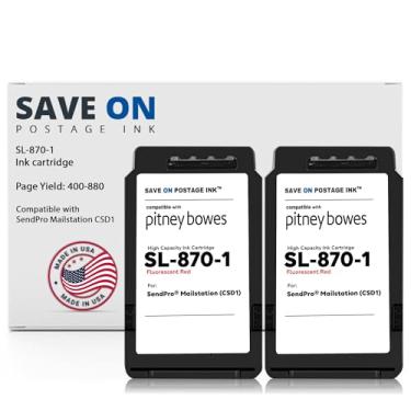 Imagem de Cartucho de tinta vermelha compatível Pitney Bowes SL-870-1 (pacote com 2) Tinta para impressora jato de tinta para máquina de medidor de postagem SendPro Mailstation CSD1 - Cartucho de impressora de