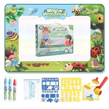 Imagem de Tapete Mágico com Canetas Reutilizáveis a Base de Água | Tapete de Desenho de Água Mágica + Canetas Mágicas Reutilizáveis para Crianças | Brinquedos Educativos para Crianças (Mundo dos insetos)