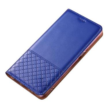 Imagem de HAO RIYLN Capa de couro para Samsung Galaxy S25 Ultra/S25 Plus/S25, carteira de cobertura total, capa de couro legítimo, função de suporte, capa luxuosa, azul, S25plus