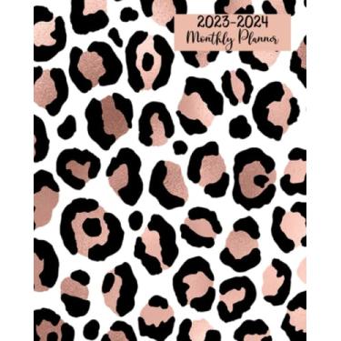 Imagem de Monthly Planner 2023-2024: Cheetah Leopard Print ~ Cute Rose Gold Pink ~ '22, '23 Calendar for Women | Large 2 Year ~ Big 8 x 10 Agenda with Notes, To Do Lists, Contacts and Password Log