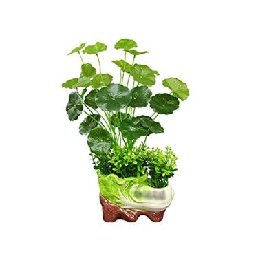 Imagem de LICONG-2020 Decoração de primavera - Plantas verdes falsas artificiais em vasos decorações para casa plantas artificiais arranjo verde, plantas artificiais (P)