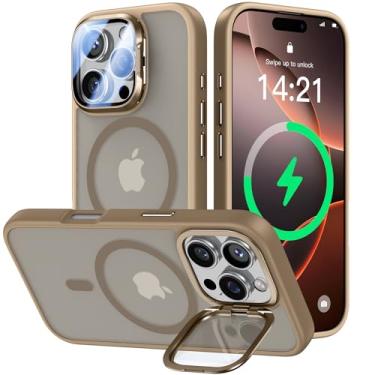 Imagem de VOFATA [Atualizado] Capa para iPhone 16 Pro Max com suporte de capa de câmera [apto para MagSafe] [Protetor de lente de câmera 9H] Proteção de grau Mil-Grade Magnético Translúcido para iPhone 16 Pro
