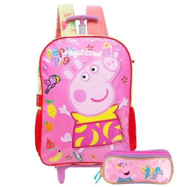 Imagem de Mochila Peppa Pig Escolar Rodinhas Com Estojo Duplo Meninas