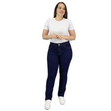 Imagem de Calça Jeans Feminina PLUS SIZE Com Lycra - Almix, 52, Escura