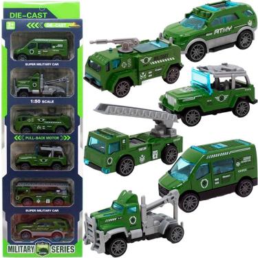 Imagem de Kit 6 Carrinhos De Brinquedo Exército Miniatura Colecionável