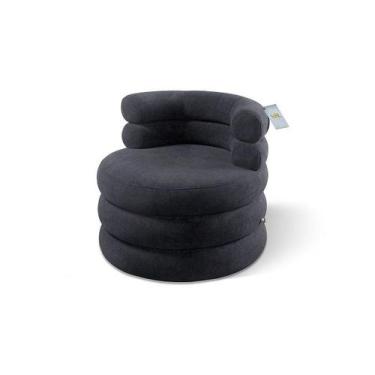 Imagem de Poltrona Estofada Redonda Orgânica 0,68 Preto Giratória Awa  - Genéric