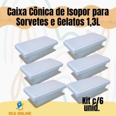 Imagem de 6 Caixas Cônicas de Isopor Eps 1,3 Litros para Sorvetes e Gelatos - Mu