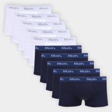 Imagem de Kit Cueca Boxer Infantil Mash C/ 10 Peças, Marinho, Branco, 2/4A
