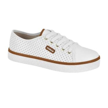 Imagem de Tênis Moleca Casual Microperfuros Cadarços Feminino Branco, Branco, 36