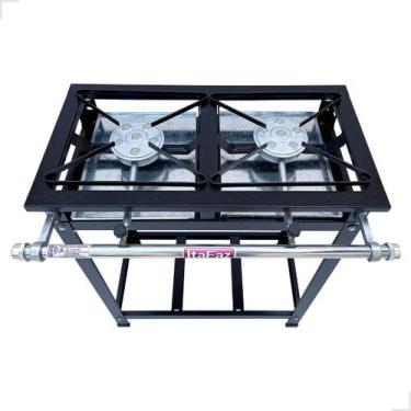 Imagem de Fogão Industrial 2 Bocas Alta Pressão 30x30 Caulim 6 Chamas Itafaz